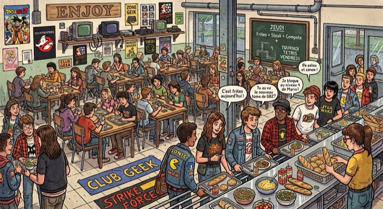 Illustration d'une cantine animée